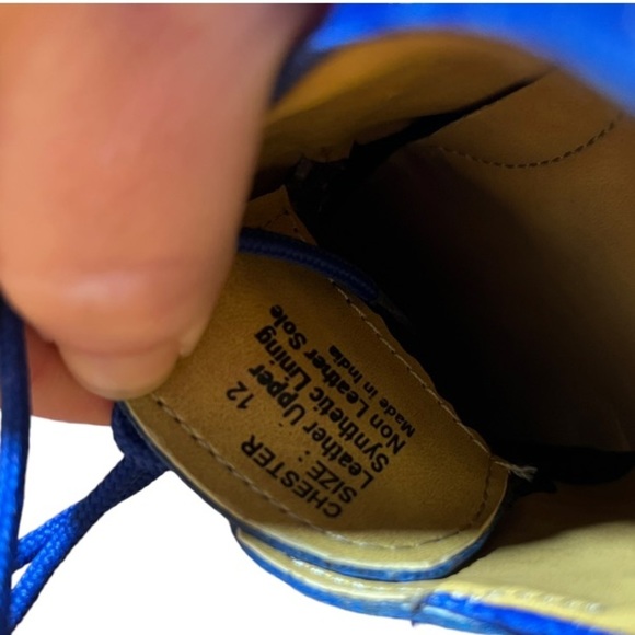 Liberty Blue and Black Dress Shoes with Cap-Toe Design - Picture 4 of 7